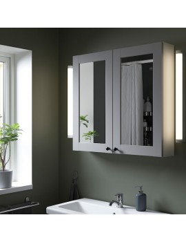 ENHET Spiegelschrank 2 Türen weiß/grau Rahmen 80x17x75 cm  Deutschland - ke2396