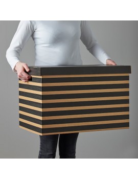 PINGLA Box mit Deckel schwarz/naturfarben 56x37x36 cm  Deutschland - ke4162