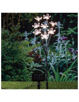 Außenbeleuchtung | MARELIDA LED Solar Gartenstecker Blume in weiß - DK65340