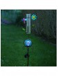Außenbeleuchtung | MARELIDA LED Solar Gartenstecker Libelle Regenmesser in blau - JW53686