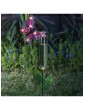 Außenbeleuchtung | MARELIDA LED Solar Gartenstecker Regenmesser Schmetterling in rosa - BH21243