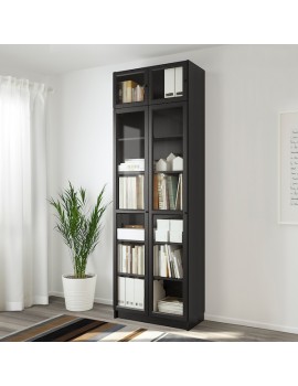 BILLY / OXBERG Bücherregal mit Aufsatz/Türen schwarzbraun/Glas 80x42x237 cm  Deutschland - hw4651