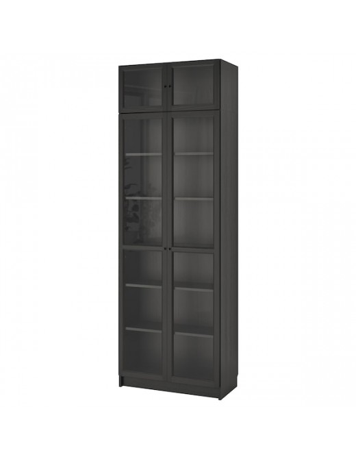 BILLY / OXBERG Bücherregal mit Aufsatz/Türen schwarzbraun/Glas 80x42x237 cm Deutschland - hw4651