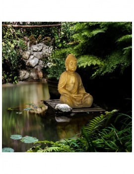 Gartendekoration | Relaxdays Buddha-Figur in Gold - EE28986
