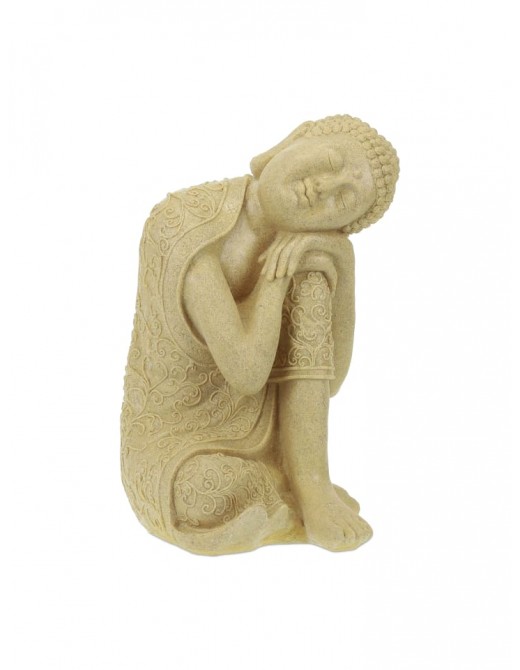 Gartendekoration | Relaxdays Buddha Figur in Sandfarben - WT44389