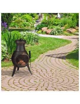 Gartendekoration | Relaxdays Terrassenofen in Schwarz/ Bronze - KX75836