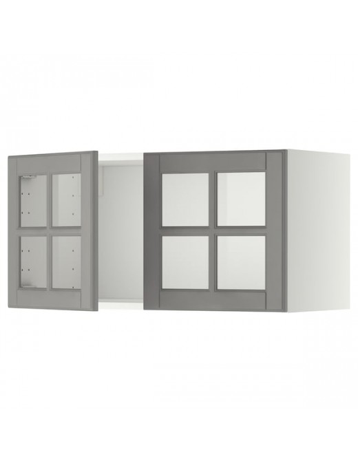 METOD Wandschrank mit 2 Vitrinentüren weiß/Bodbyn grau 80x40 cm Deutschland - kj6625