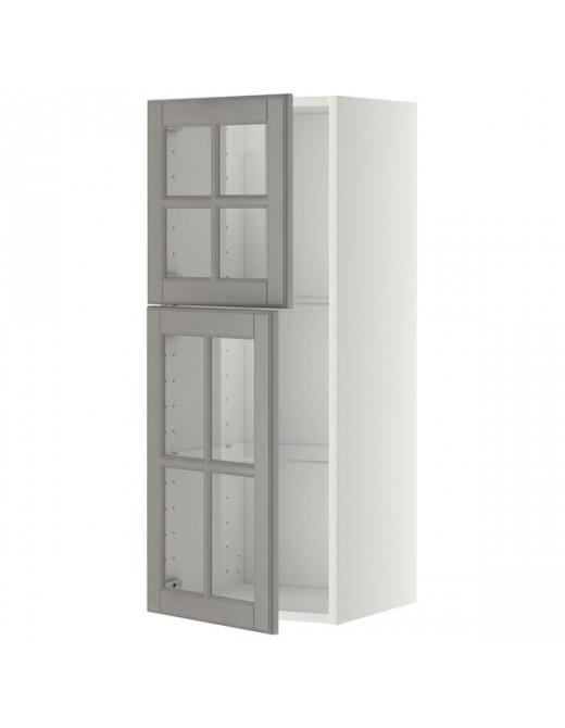 METOD Wandschrank mit Böden/2 Glastüren weiß/Bodbyn grau 40x100 cm Deutschland - ds4745